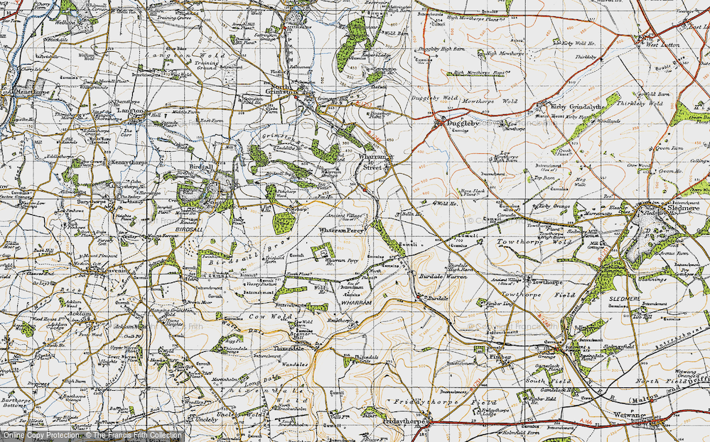 Old Map of Historic Map covering Birdsall Ings Ho in 1947