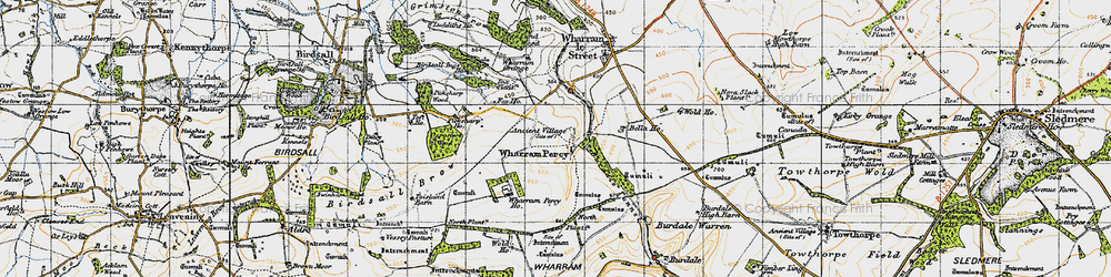 Old map of Birdsall Ings Ho in 1947