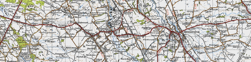 Old map of Wharton in 1947