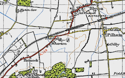 Old map of Wharton Wood in 1947