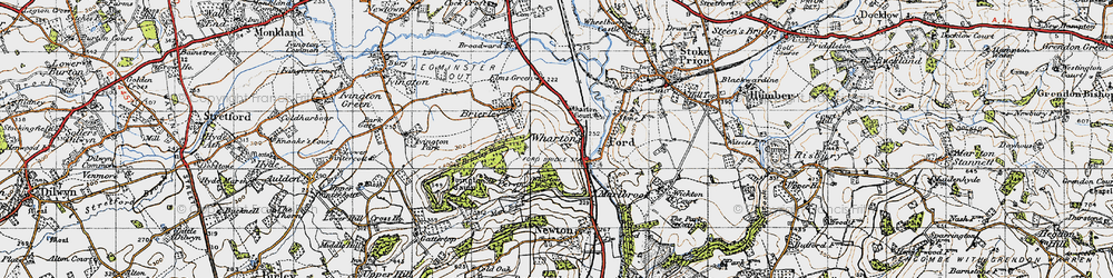 Old map of Wharton in 1947