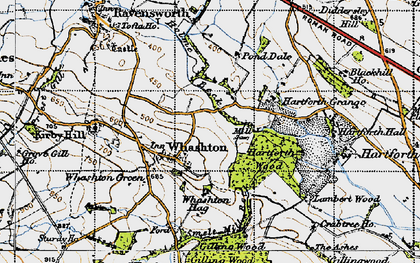 Old map of Whashton Green in 1947