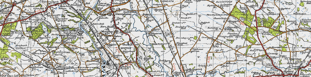 Old map of Whatcroft in 1947