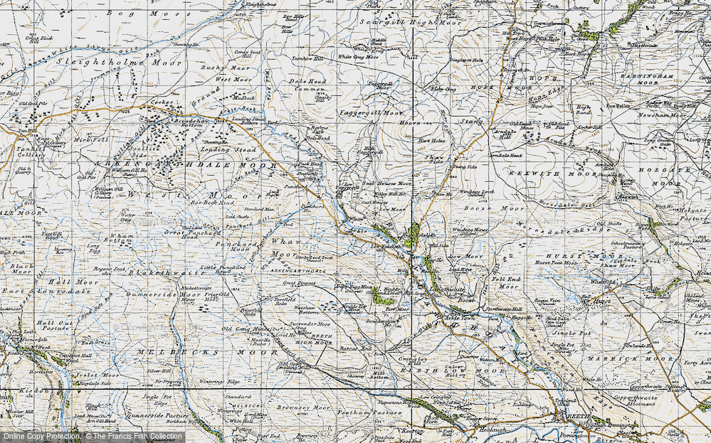 Old Map of Historic Map covering Whaw Moor in 1947