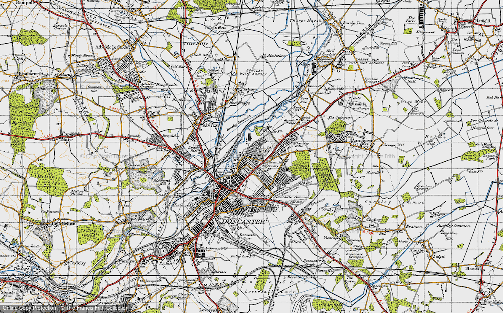 Old Map of Historic Map covering Bentley Common in 1947