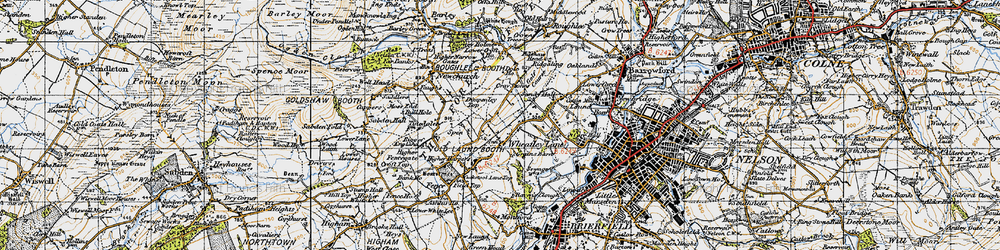 Old map of Cuckstool Lane Top in 1947