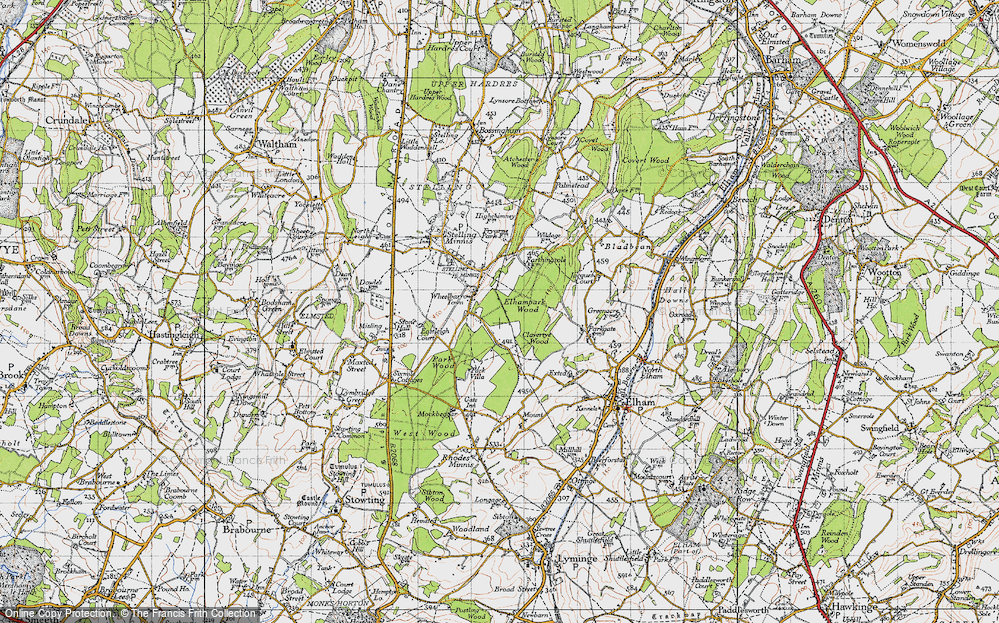 Old Map of Wheelbarrow Town, 1947 in 1947
