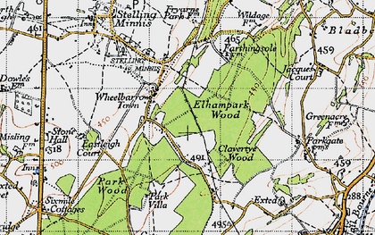 Old map of Wheelbarrow Town in 1947