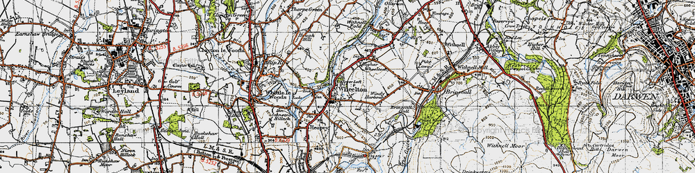 Old map of Heapey in 1947