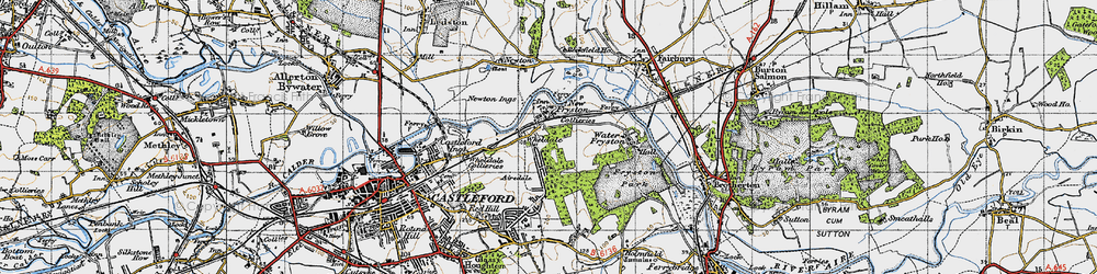 Old map of Wheldale in 1947
