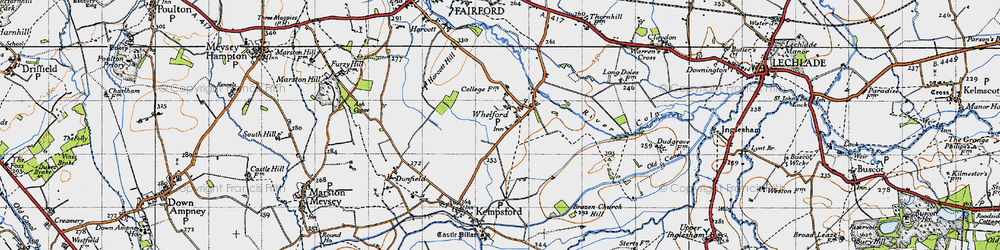 Old map of Whelford in 1947