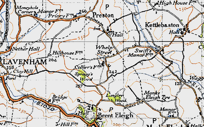 Old map of Monks Eleigh Tye in 1946