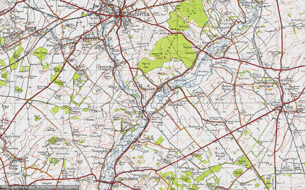 Old Map of Wherwell, 1945 in 1945