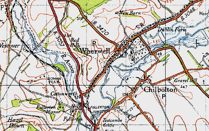Old map of Wherwell in 1945