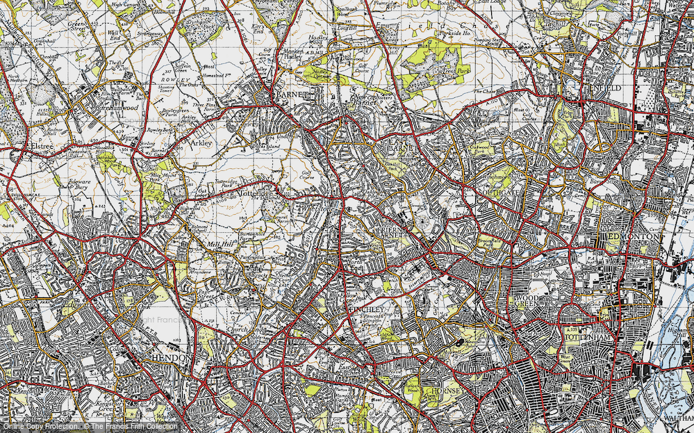 Old Map of Whetstone, 1945 in 1945