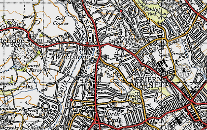 Old map of Whetstone in 1945