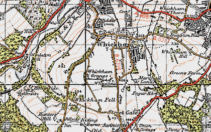 Old map of Whickham in 1947