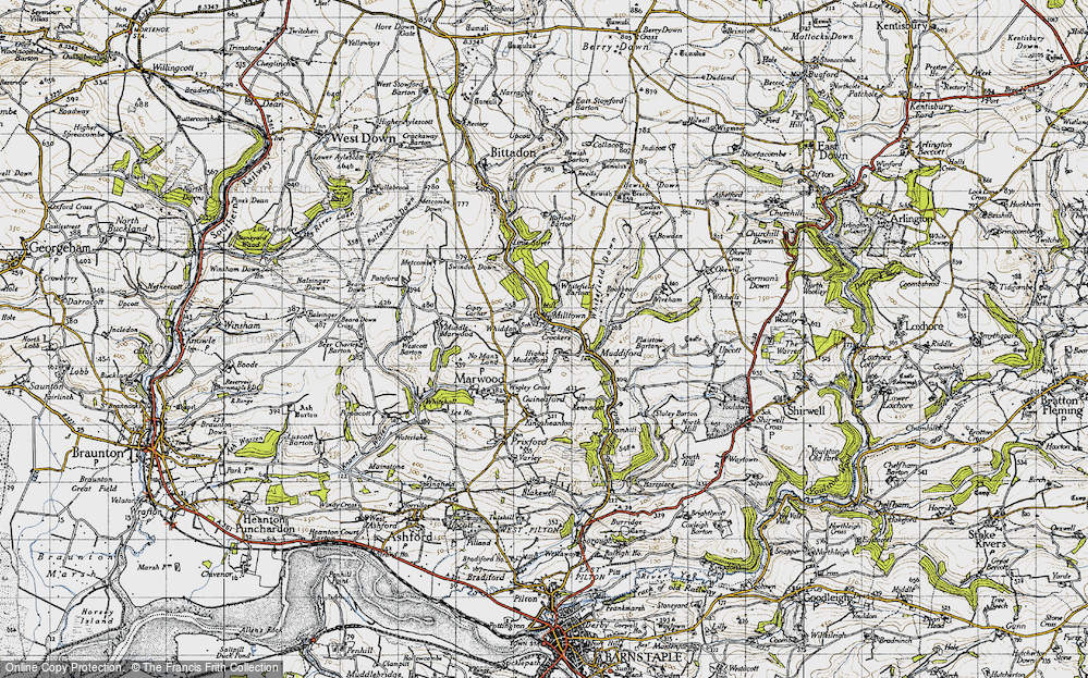Old Map of Whiddon, 1946 in 1946