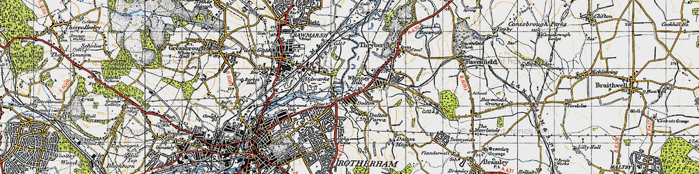 Old map of Whinney Hill in 1947