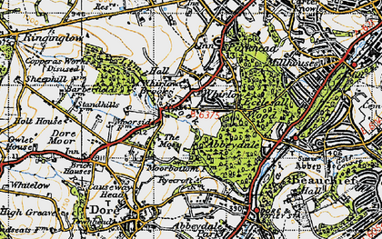 Old map of Whirlow in 1947
