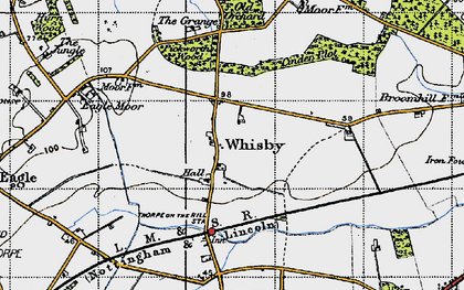 Old map of Whisby in 1947