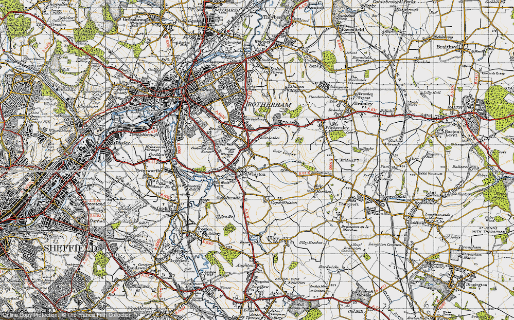 Old Map of Whiston, 1947 in 1947