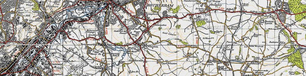 Old map of Whiston in 1947