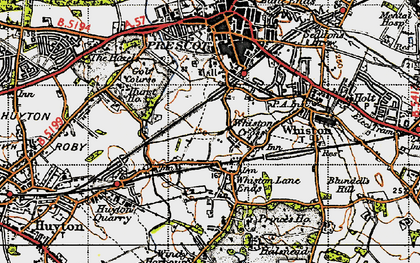 Old map of Whiston Cross in 1947