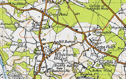 Old map of Whitchurch Hill in 1947