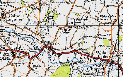 Old map of White Colne in 1945