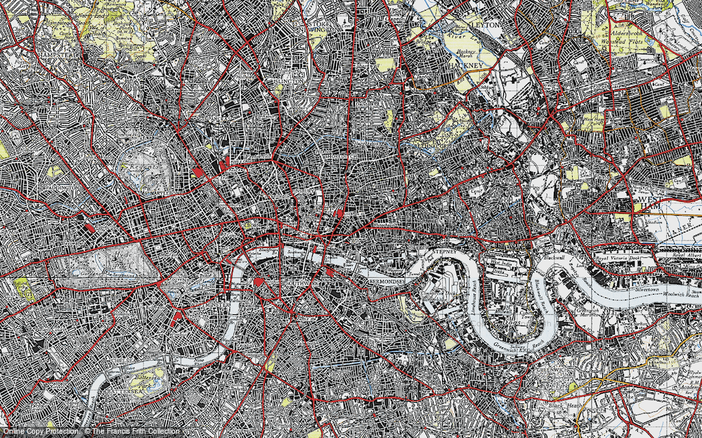 Old Map of Whitechapel, 1946 in 1946