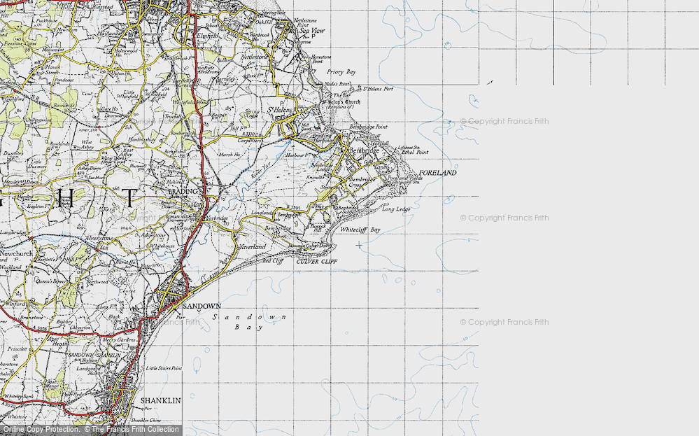 Old Map of Whitecliff Bay, 1945 in 1945