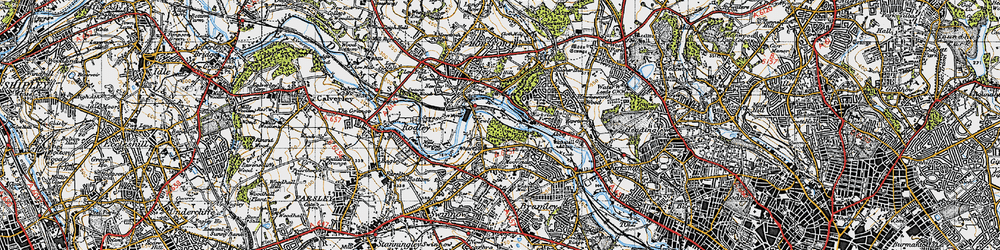 Old map of Bramley Fall in 1947
