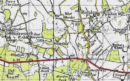 Old map of Whitefield in 1940