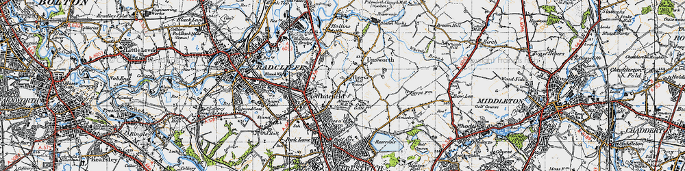 Old map of Whitefield in 1947