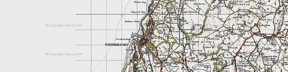 Old map of Whitehaven in 1947