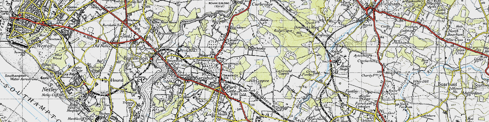 Old map of Whiteley in 1945