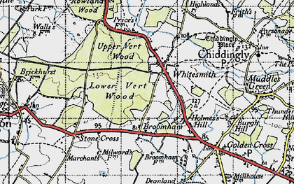 Old map of Whitesmith in 1940