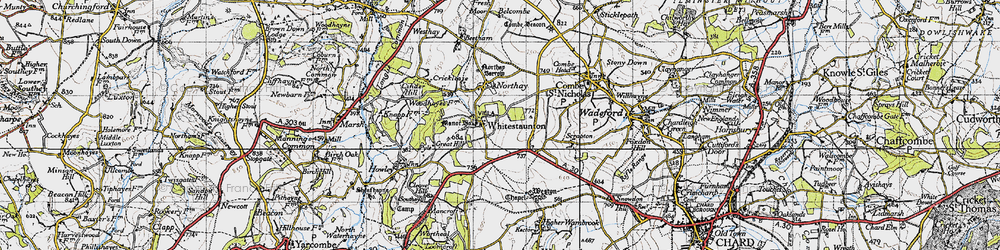 Old map of Whitestaunton in 1946