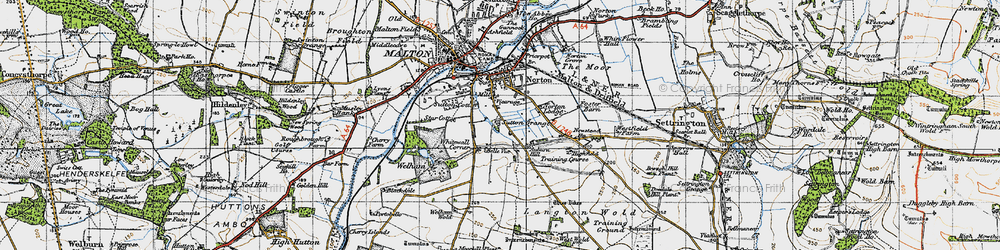 Old map of Whitewall Corner in 1947