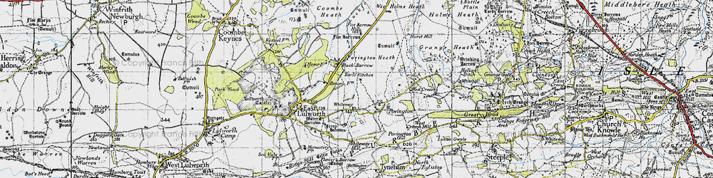 Old map of Whiteway Hill in 1946