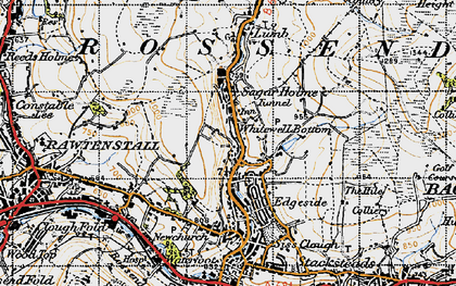 Old map of Whitewell Bottom in 1947