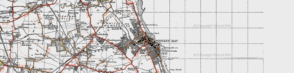 Old map of Whitley Bay in 1947