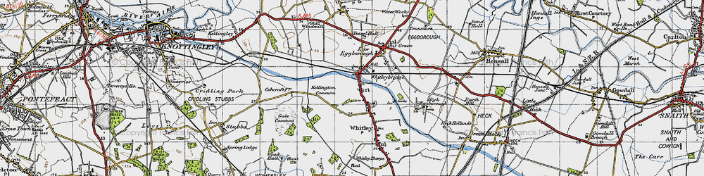 Old map of Whitley Bridge in 1947