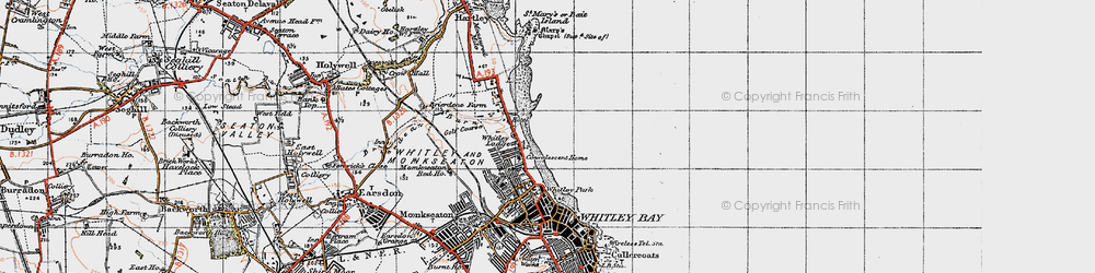 Old map of Whitley Sands in 1947