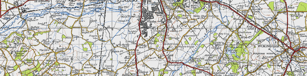 Old map of Whitley Wood in 1940