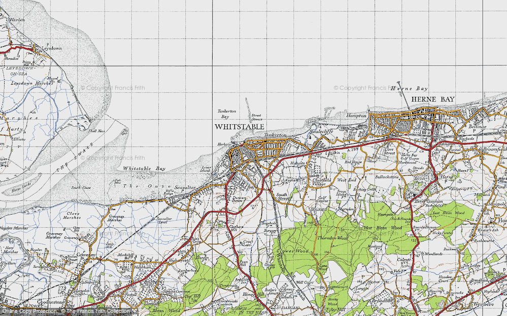Old Map of Whitstable, 1947 in 1947