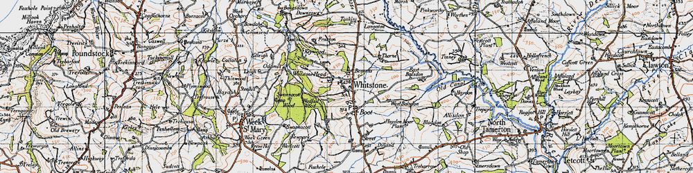 Old map of Willsworthy Cross in 1946