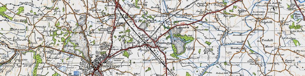 Old map of Whittington in 1947