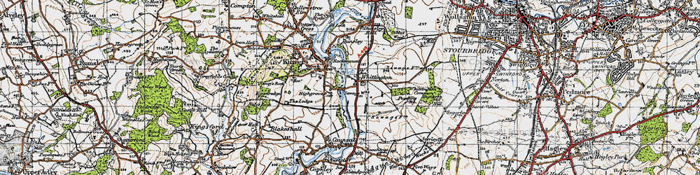 Old map of Whittington Common in 1947
